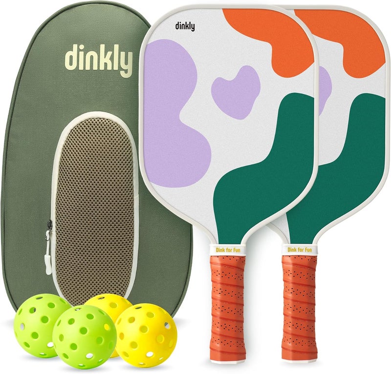 Dinkly Pickleball Paddles Set of 2/4- USAPA Approved Graphite/Fiberglass Pickleball Racket, 2 Pickleball Rackets, 4 Balls and 1 Portable Carry Bag, Aesthetic Pickle Ball Set for Men Women Beginners - Image 1